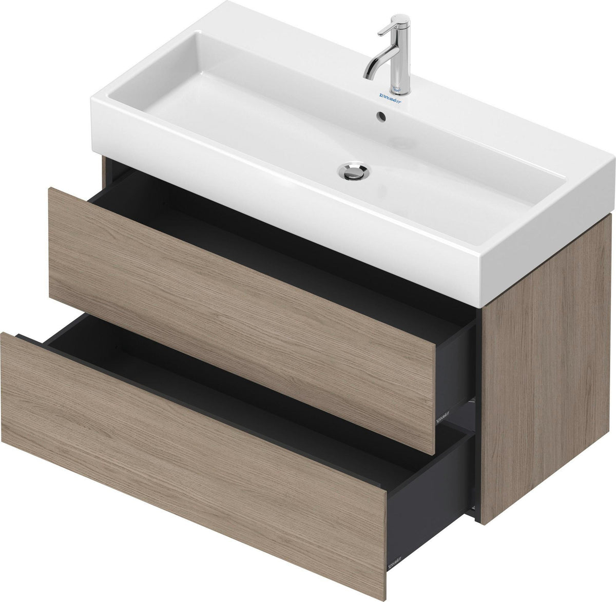 Duravit L-Cube Waschtischunterbau 984 mm Amerikanischer Nussbaum, 2 Schubkästen, wandhängend