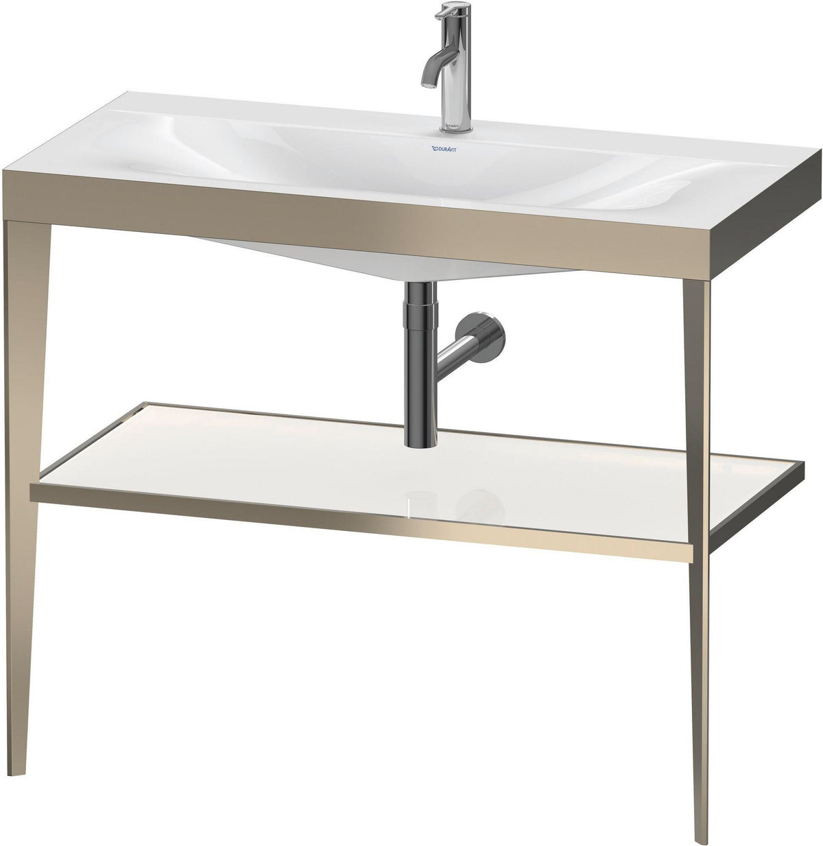 Duravit XViu c-bonded Waschtischset 1000 mm mit Metallkonsole, weiß hochglanz / schwarz matt – inkl. Waschschüssel