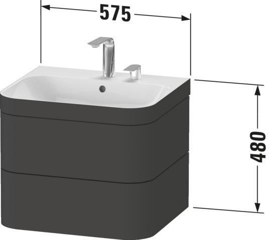 Duravit Waschtischset Happy D.2 Plus 2 Schubkästen 575x490 mm e HL Taupe Supermatt