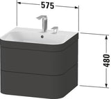 Duravit Waschtischset Happy D.2 Plus 575x490mm mit 2 Schubkästen in Taupe Supermatt