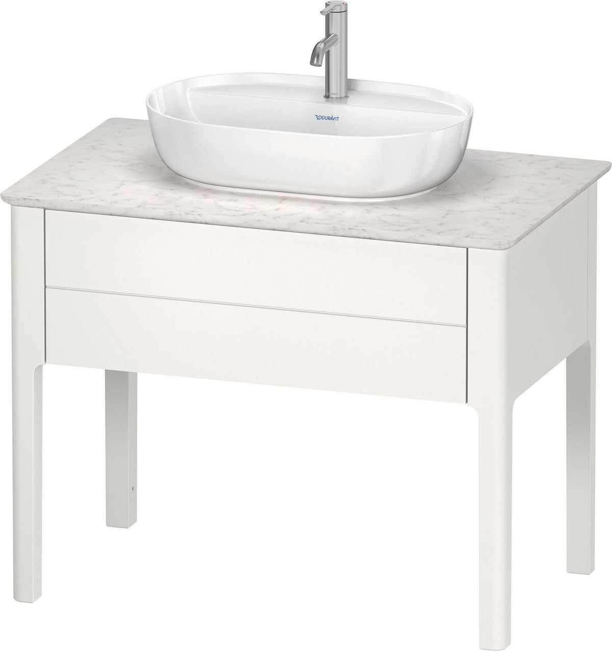 DURAVIT Aufsatzbecken Luv 600 mm weiß mit Hahnlochbank und Halbsäule, ohne Überlauf