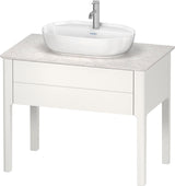DURAVIT Aufsatzbecken Luv 600 mm weiß mit Hahnlochbank und Halbsäule, ohne Überlauf