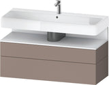 Duravit Qatego Waschtischunterbau 1190 mm – Weiß Matt mit Eiche Schwarz Nische, 1 Auszug, LED