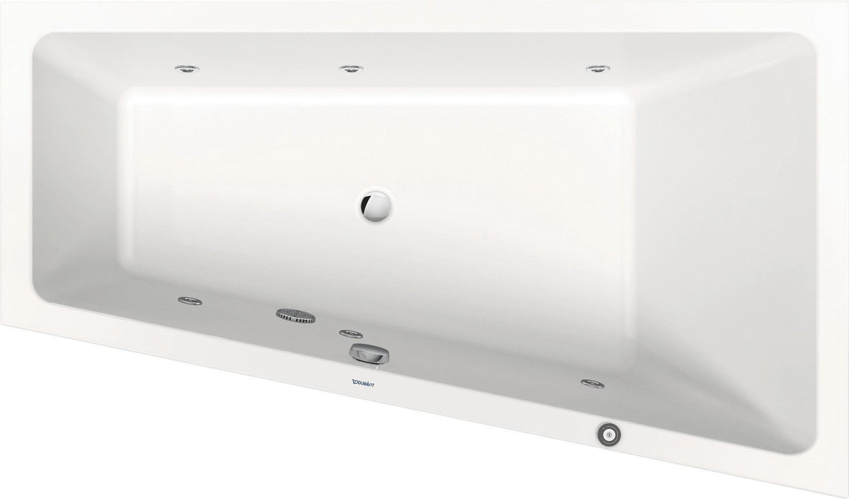 Duravit No.1 Whirlwanne 1500x800mm Trapez Einbau mit 6 Chromdüsen und Fußgestell