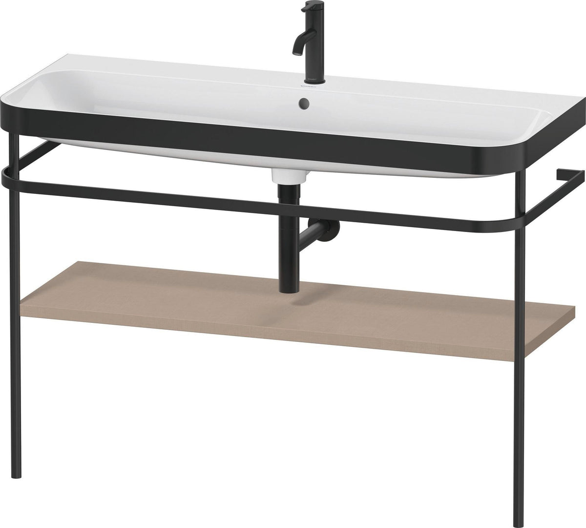 DURAVIT Happy D.2 c-bonded Waschtischset 1175 mm mit Metallkonsole in Leinen – bodenstehend