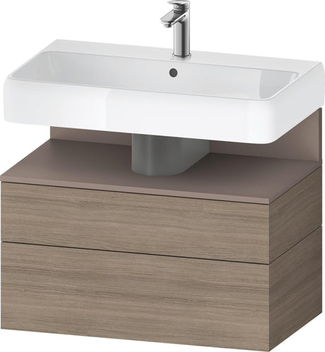 DURAVIT Qatego Waschtischunterbau 790 mm Eiche Terra Matt – wandhängend, 1 Auszug, Tip-On