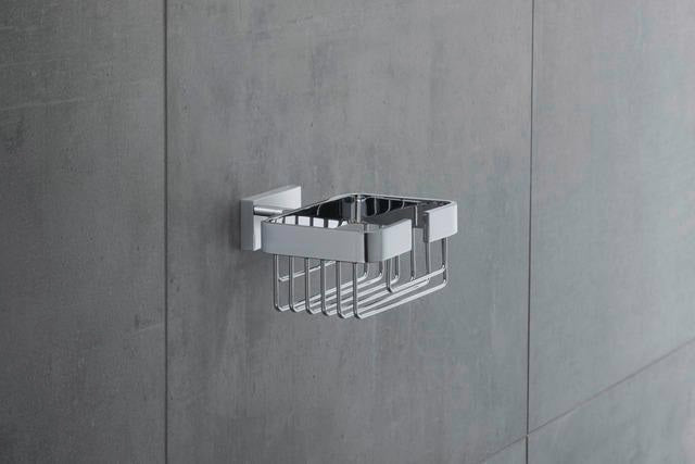 DURAVIT Karree Seifenschale aus Messing in Chrom – 120 x 140 x 65 mm, wandmontiert