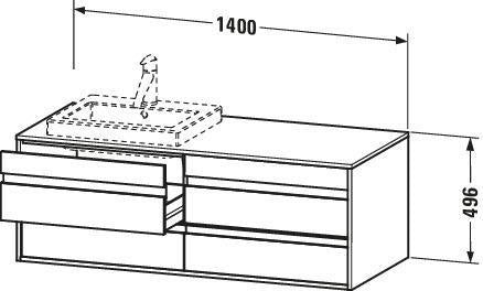 DURAVIT Ketho Waschtischunterbau wandhängend 1400 mm, 4 Schubkästen, weiß matt, 2 Becken