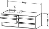 DURAVIT Ketho Waschtischunterbau wandhängend 1400 mm, 4 Schubkästen, weiß matt, 2 Becken