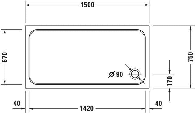 DURAVIT D-Code Duschwanne 1100x750x85 mm Weiß Sanitäracryl mit Antislip – Rechteckig