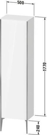 DURAVIT XViu Hochschrank 500x360x1770mm, 1 Tür, Tip-on, weiß matt, Korpus Schwarz