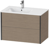Duravit XViu Waschtischunterbau 810 mm wandhängend mit 2 Schubkästen, weiß matt, für Waschtisch links