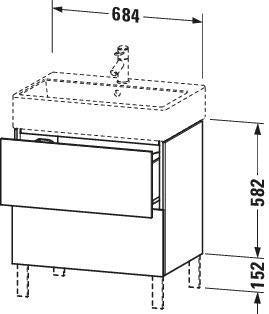 Duravit L-Cube Waschtischunterbau 684 mm Amerikanisch Nussbaum mit Tip-On-Technik