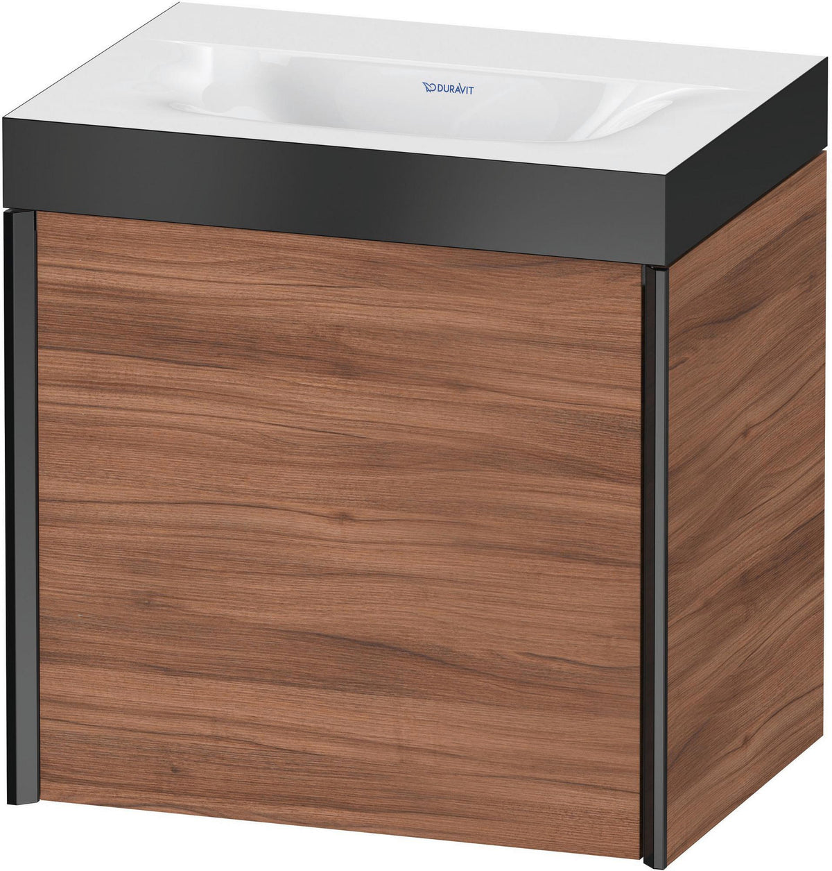 DURAVIT XViu c-bonded Waschtischunterbauset 460 mm, 1 Tür, Schwarz Matt / Nussbaum Gebürstet, Wandhängend
