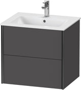 DURAVIT XViu Waschtischunterbau wandhängend 610 mm, 2 Schubkästen, weiß matt – ohne Griff, mit Tip-On-Technik