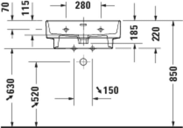 DURAVIT Balcoon Waschtisch 600x480 mm mit Überlauf, Hahnloch und Halbsäule in Weiß