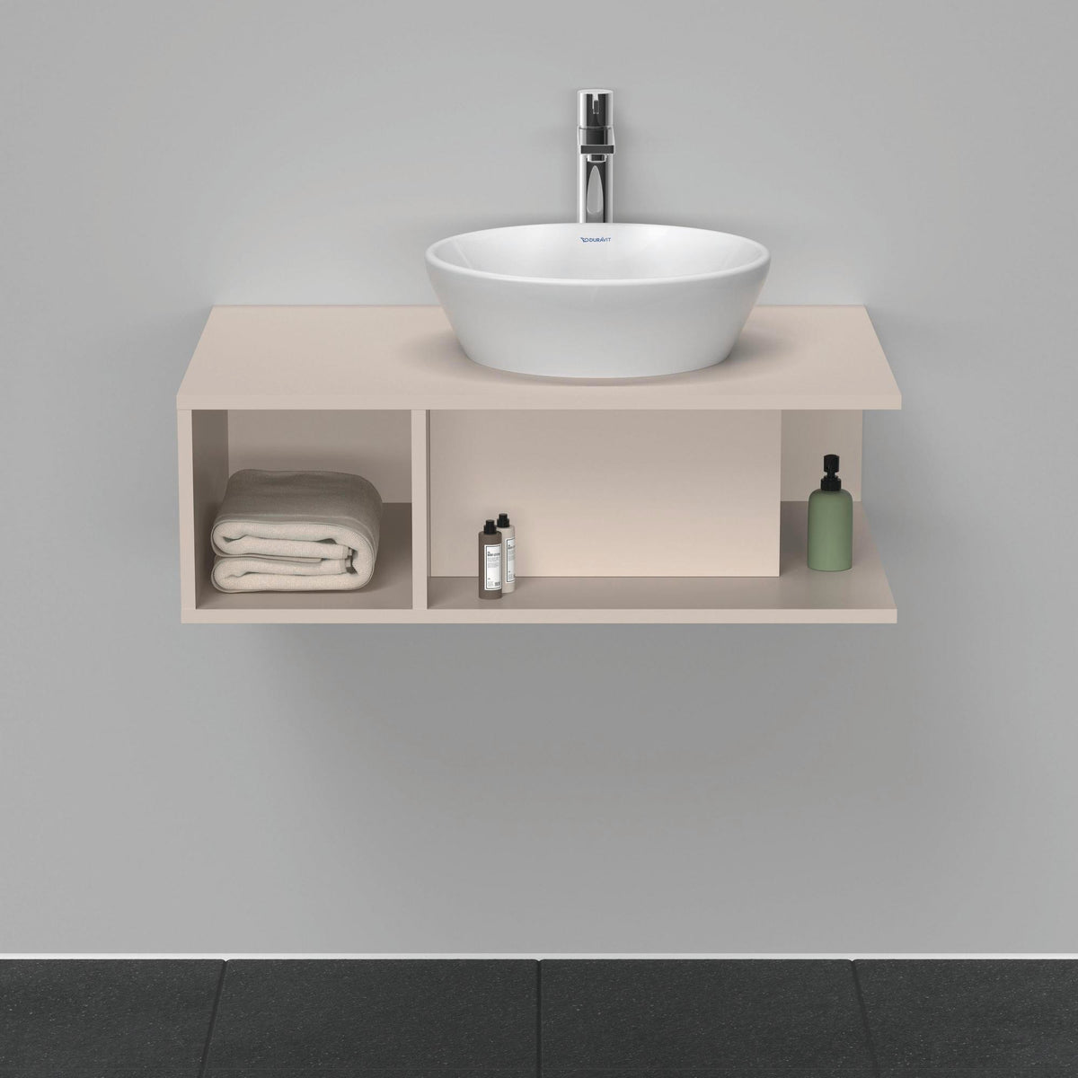 Duravit D-Neo Waschtischunterbau 800 mm Betongrau Matt – Wandhängend, 1 offenes Fach links
