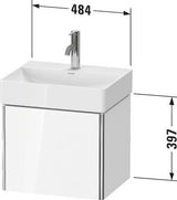 Duravit Waschtischunterbau XSquare Compact 484 mm – Wandhängend, 1 Auszug, Weiß Matt