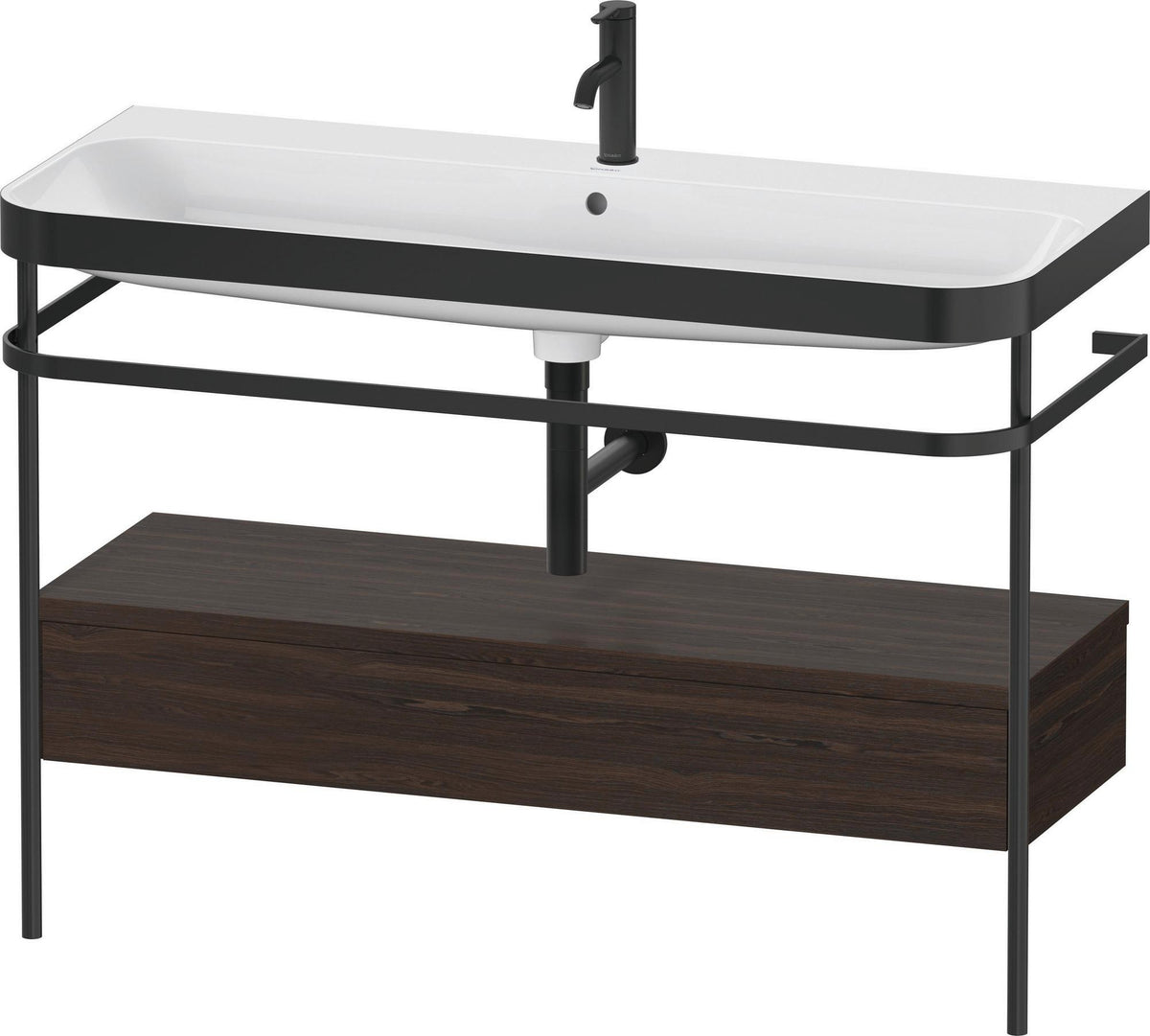 Duravit Happy D.2 c-bonded Waschtischset 1175 mm mit Metallkonsole & Schubkasten in Taupe