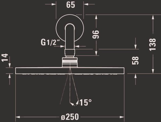 DURAVIT Kopfbrausenset Minus Flow D250 rund mit 410 mm Brausearm in Chrom