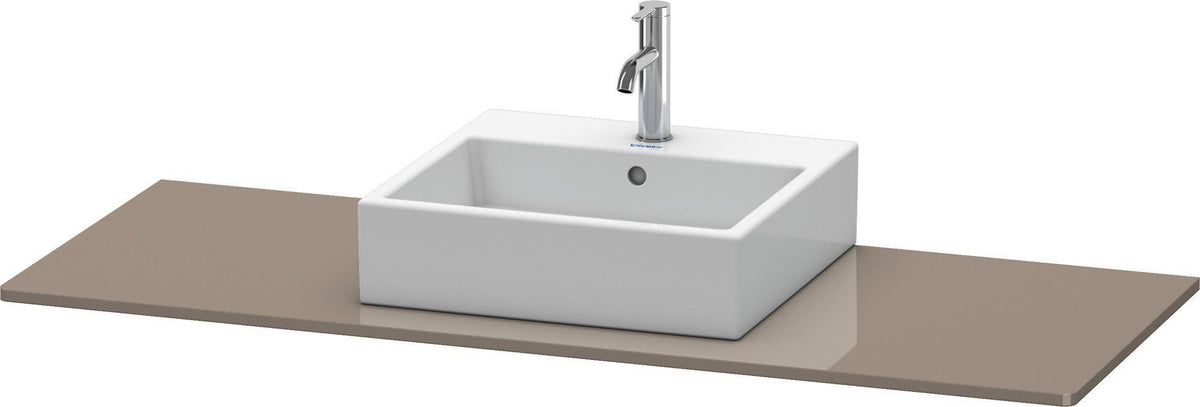 Duravit XSquare Konsole 1400x550mm betongrau matt – 1 Ausschnitt, mit Siphonaussparung