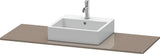 Duravit XSquare Konsole 1400x550mm betongrau matt – 1 Ausschnitt, mit Siphonaussparung