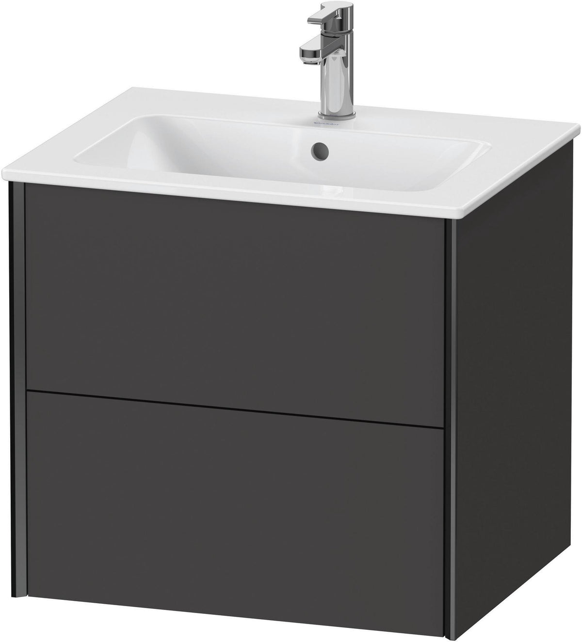 DURAVIT XViu Waschtischunterbau wandhängend 610 mm, 2 Schubkästen, weiß matt – ohne Griff, mit Tip-On-Technik