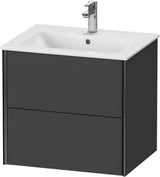 DURAVIT XViu Waschtischunterbau wandhängend 610 mm, 2 Schubkästen, weiß matt – ohne Griff, mit Tip-On-Technik
