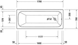 DURAVIT Qatego Whirlwanne 1700x700 mm Einbau Weiß mit Fußgestell
