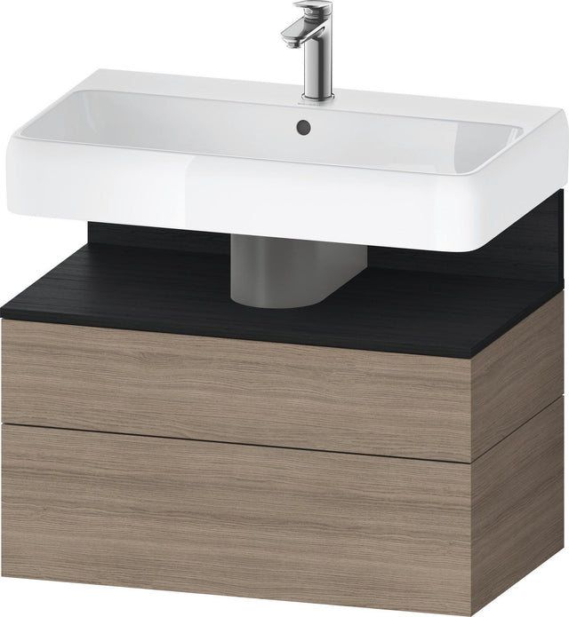 DURAVIT Qatego Waschtischunterbau 790 mm Eiche Terra Matt – wandhängend, 1 Auszug, Tip-On
