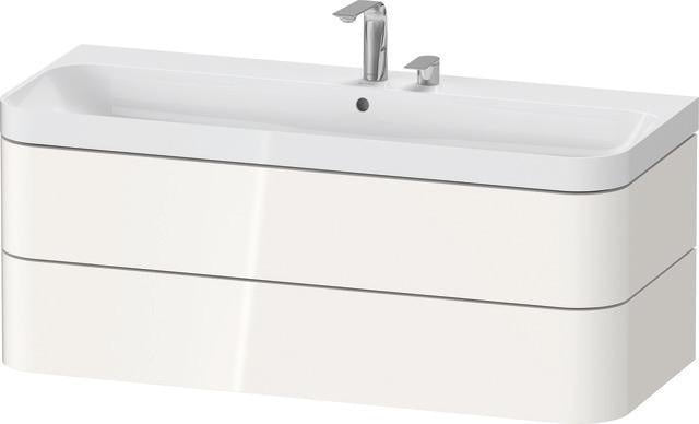 DURAVIT Waschtischset HAPPY D.2 PLUS 1175x490mm, ein Hahnloch, taupe supermatt – Wandhängend, 2 Schubkästen