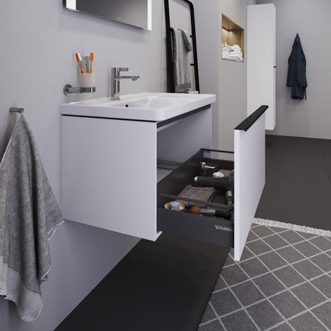 Duravit D-Neo Waschtisch 800 mm weiß mit Überlauf, Hahnlochbank und Becken links