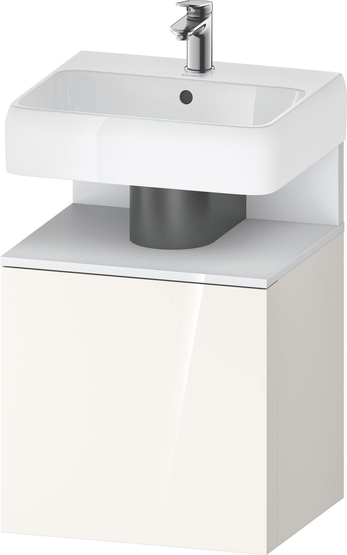 DURAVIT Qatego Waschtischunterbau 490 mm wandhängend, 1 Tür links, Weiß Matt mit Eiche Schwarz Nische