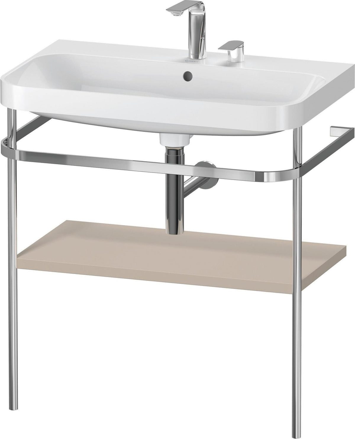 DURAVIT Happy D.2 c-shaped Waschtisch-Set 775 mm mit Metallkonsole, taupe seidenmatt