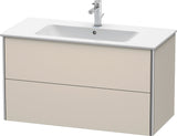 DURAVIT XSquare Waschtischunterbau 1010 mm, 2 Schubkästen, Taupe Seidenmatt, Wandhängend