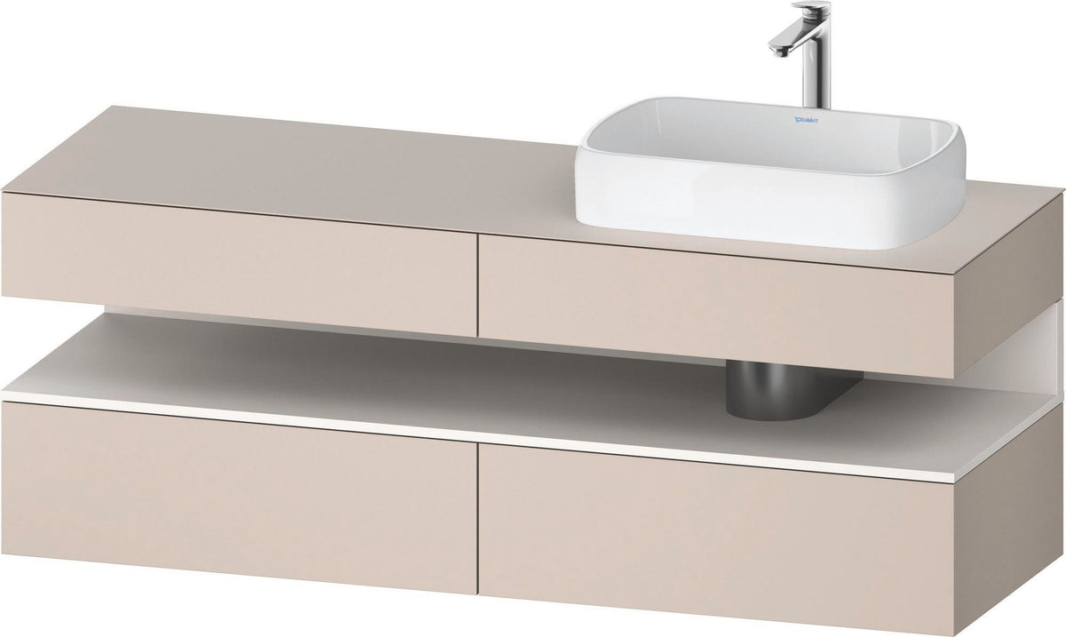 Duravit Qatego Konsolenwaschtischunterbau 1600 mm Weiß Hochglanz mit Eiche Schwarz Nische