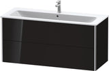 DURAVIT XSquare Waschtischunterbau 1210 mm, 2 Schubkästen, Schwarz Hochglanz – Wandhängend