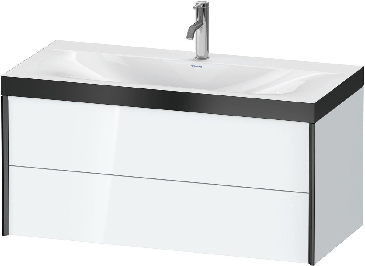 DURAVIT XViu c-bonded Waschtischunterbauset 1000 mm, 2 Schubkästen, schwarz matt/weiß hochglanz