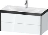 DURAVIT XViu c-bonded Waschtischunterbauset 1000 mm, 2 Schubkästen, schwarz matt/weiß hochglanz