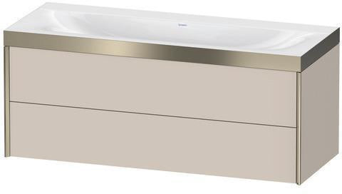 Duravit XVIU Möbelwaschtischset 1200x480mm mit Viu Waschtisch, Nussbaum Mitte, wandhängend