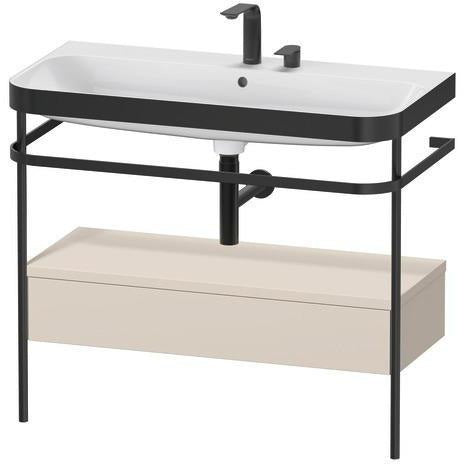 Duravit Waschtischset Happy D.2 Plus 975x490mm Taupe Supermatt mit Nussbaum-Konsole