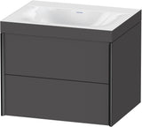 Duravit XViu Waschtischunterbauset c-bonded, 2 Schubkästen, 600x480x503 mm, schwarz matt / graphit matt