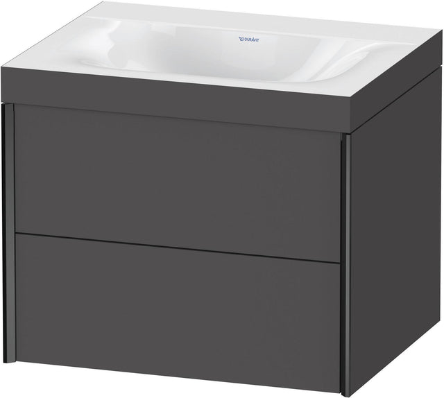 Duravit XViu Waschtischunterbauset c-bonded, 2 Schubkästen, 600x480x503 mm, schwarz matt / graphit matt
