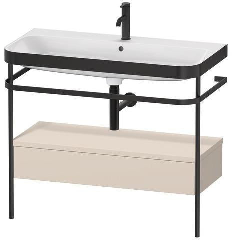 Duravit Waschtischset Happy D.2 Plus 975x490mm Taupe Supermatt mit Nussbaum-Konsole