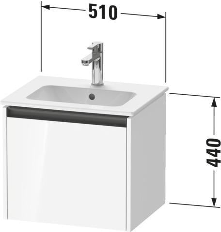Duravit Ketho.2 Waschtischunterbau 510 mm Eiche Terra Matt, wandhängend, 1 Auszug, Soft-Close