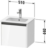 Duravit Ketho.2 Waschtischunterbau 510 mm Eiche Terra Matt, wandhängend, 1 Auszug, Soft-Close