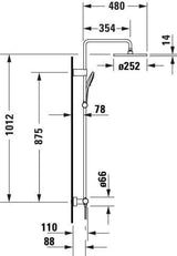 DURAVIT Duschsystem MinusFlow mit Brausethermostat, Bronze Gebürstet, 1124 mm