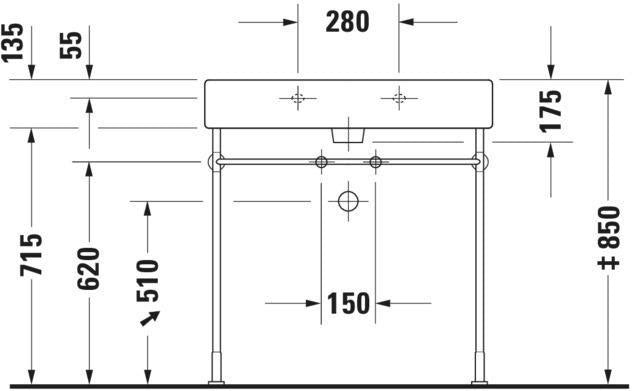 DURAVIT Waschtisch Vero 800 mm mit Überlauf, 1 Hahnloch, weiß – Wandmontage