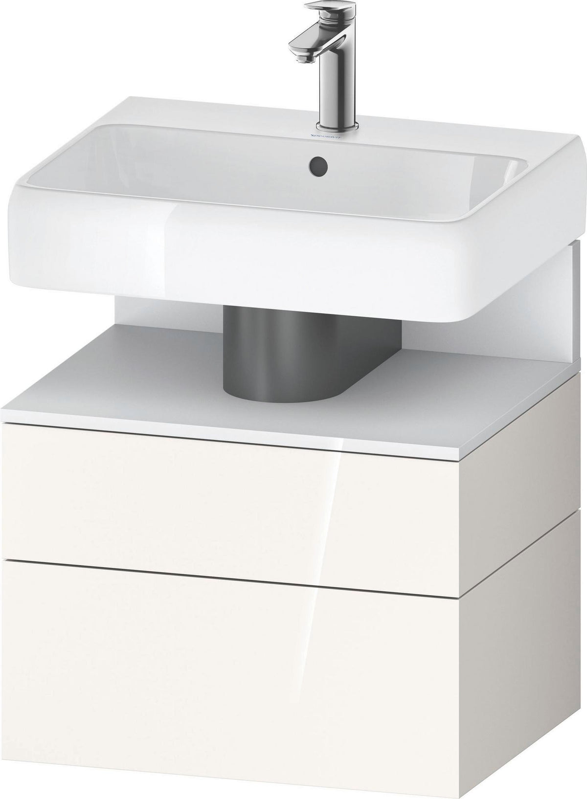 DURAVIT Qatego Waschtischunterbau 590 mm wandhängend, 1 Auszug, weiß Hochglanz, Nische Eiche Schwarz