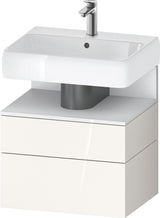 DURAVIT Qatego Waschtischunterbau 590 mm wandhängend, 1 Auszug, weiß Hochglanz, Nische Eiche Schwarz